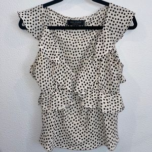 Max Studio London White/Black Polka Dot Blouse - S